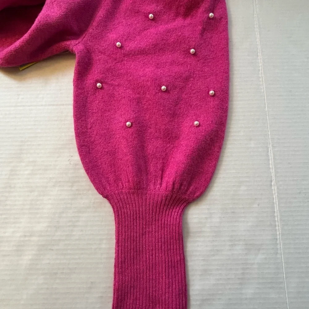 CECE MED Barbie pink puffs pearls  beaded sleeves NWT